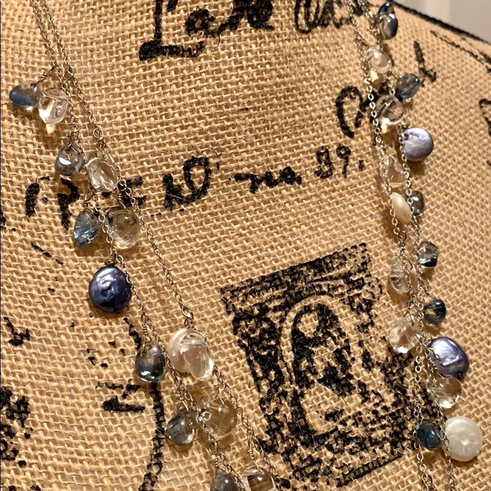 Glass and Coin Pearl Necklace - Picture 3 of 6